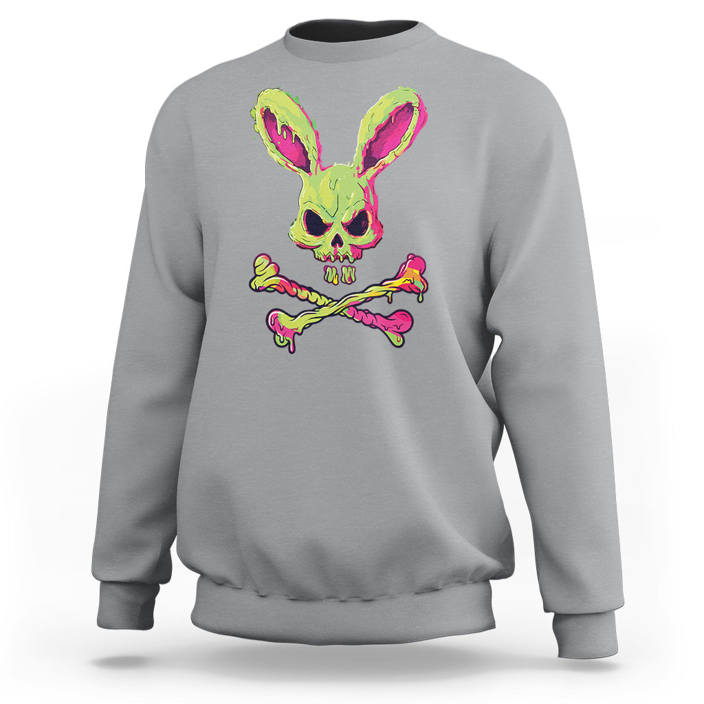 Easter Day Sweatshirt Bunny Skull Cross Bone Melting - Wonder Print Shop