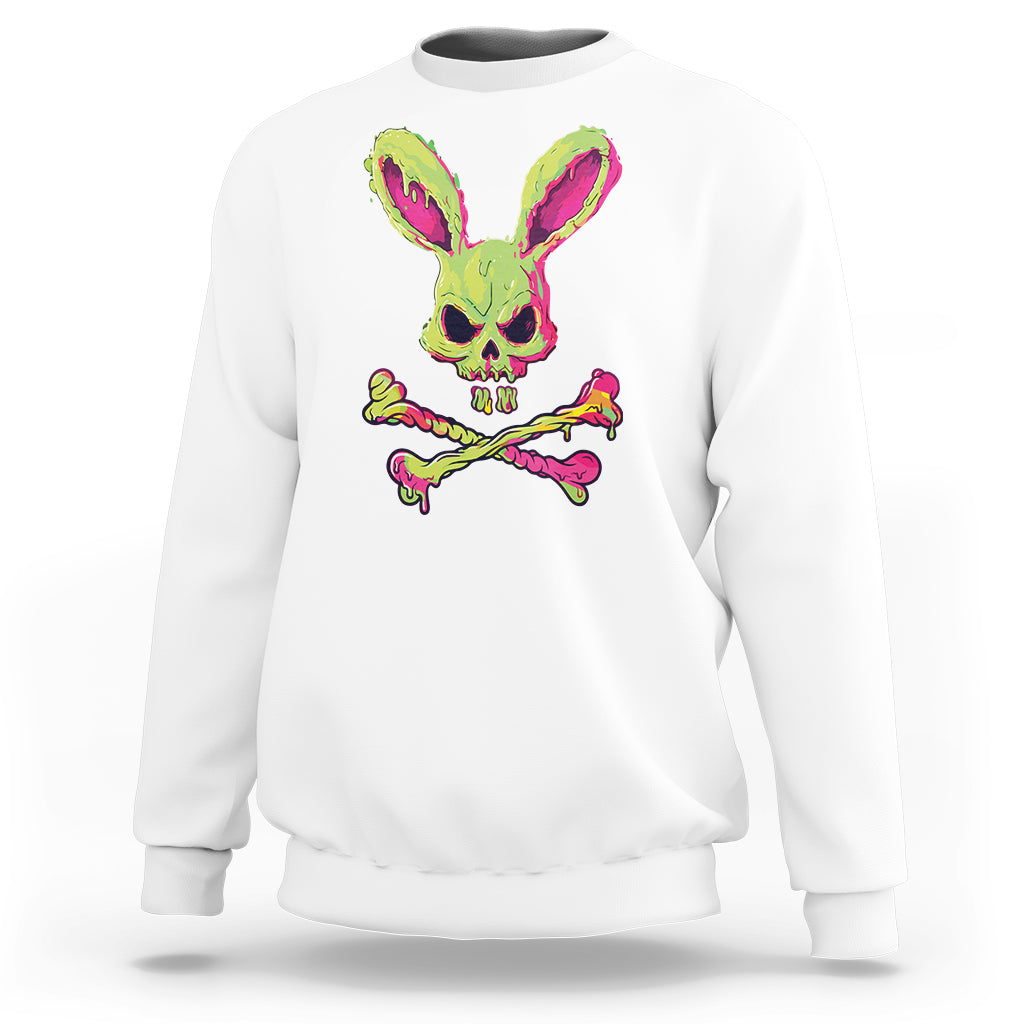 Easter Day Sweatshirt Bunny Skull Cross Bone Melting - Wonder Print Shop