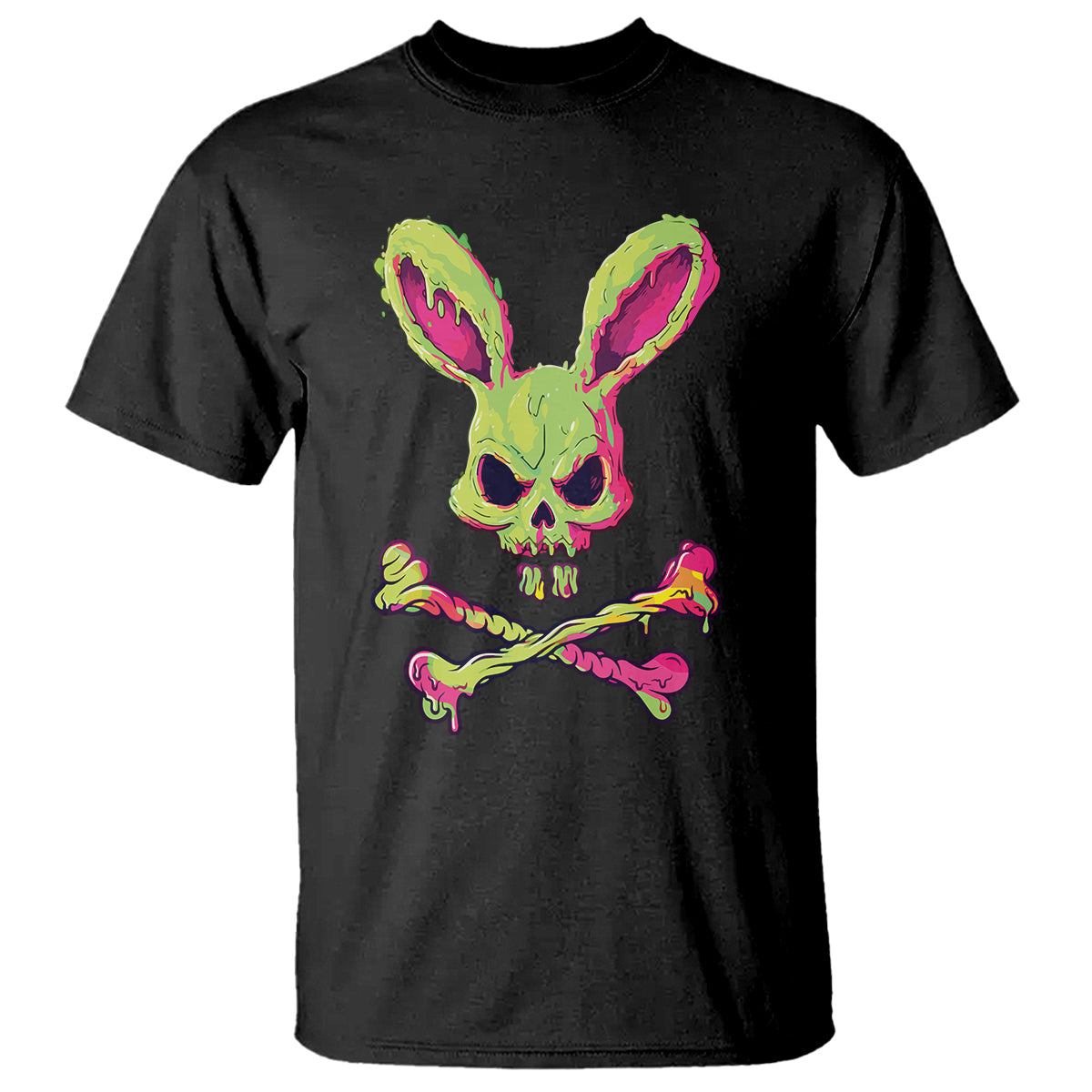 Easter Day T Shirt Bunny Skull Cross Bone Melting - Wonder Print Shop