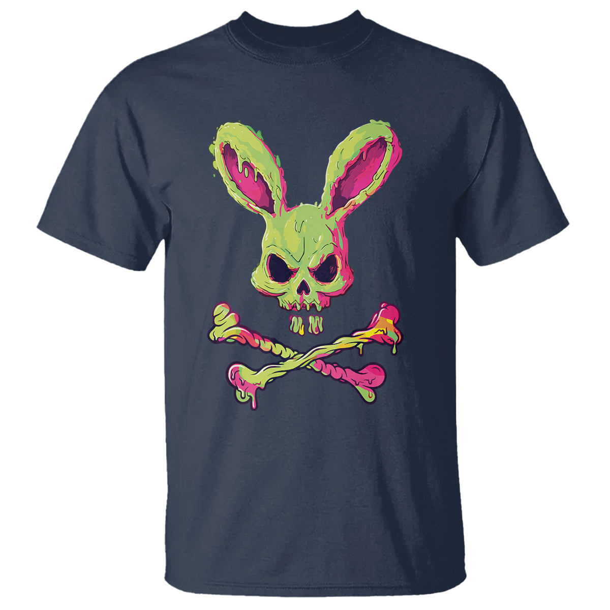 Easter Day T Shirt Bunny Skull Cross Bone Melting - Wonder Print Shop