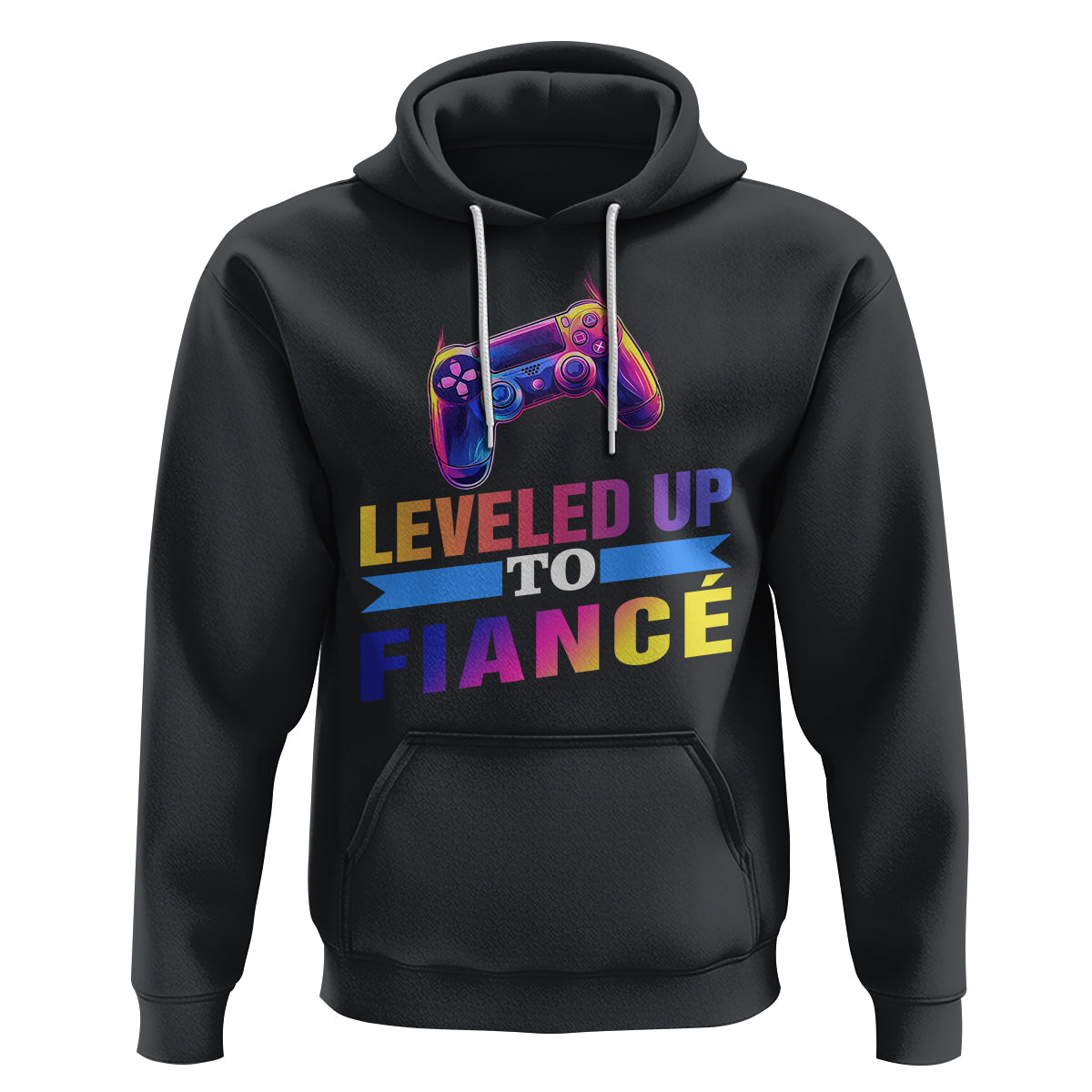 Engagement Hoodie Leveled Up To Fiance Funny Gamer Newly Engaged Couple Matching - Wonder Print Shop