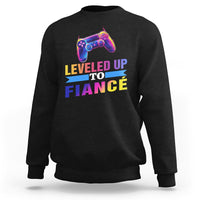 Engagement Sweatshirt Leveled Up To Fiance Funny Gamer Newly Engaged Couple Matching - Wonder Print Shop