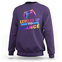 Engagement Sweatshirt Leveled Up To Fiance Funny Gamer Newly Engaged Couple Matching - Wonder Print Shop