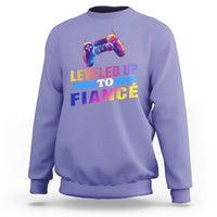 Engagement Sweatshirt Leveled Up To Fiance Funny Gamer Newly Engaged Couple Matching - Wonder Print Shop