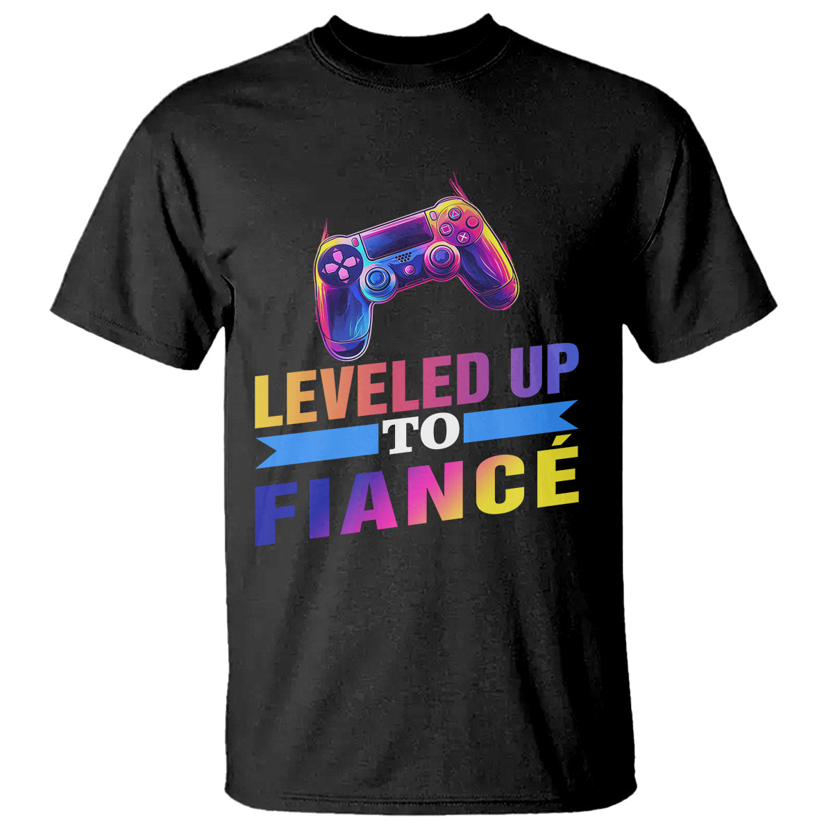 Engagement T Shirt Leveled Up To Fiance Funny Gamer Newly Engaged Couple Matching - Wonder Print Shop