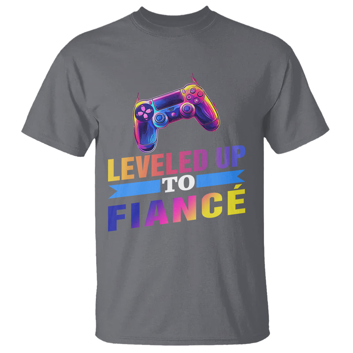 Engagement T Shirt Leveled Up To Fiance Funny Gamer Newly Engaged Couple Matching - Wonder Print Shop