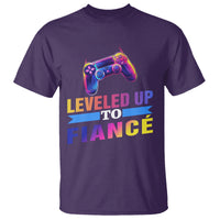 Engagement T Shirt Leveled Up To Fiance Funny Gamer Newly Engaged Couple Matching - Wonder Print Shop