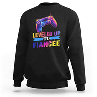 Engagement Sweatshirt Leveled Up To Fiancee Funny Gamer Newly Engaged Couple Matching - Wonder Print Shop