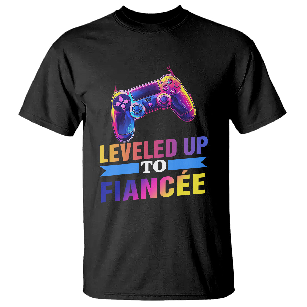 Engagement T Shirt Leveled Up To Fiancee Funny Gamer Newly Engaged Couple Matching - Wonder Print Shop