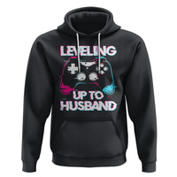 Engagement Hoodie Leveled Up To Husband Funny Gamer Vaporwave Newly Engaged Couple Matching - Wonder Print Shop