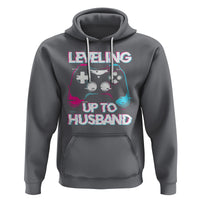 Engagement Hoodie Leveled Up To Husband Funny Gamer Vaporwave Newly Engaged Couple Matching - Wonder Print Shop