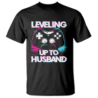 Engagement T Shirt Leveled Up To Husband Funny Gamer Vaporwave Newly Engaged Couple Matching - Wonder Print Shop