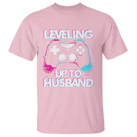 Engagement T Shirt Leveled Up To Husband Funny Gamer Vaporwave Newly Engaged Couple Matching - Wonder Print Shop