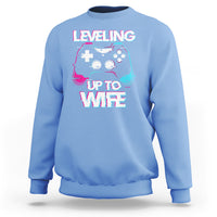 Engagement Sweatshirt Leveled Up To WIfe Funny Gamer Vaporwave Newly Engaged Couple Matching - Wonder Print Shop