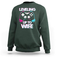 Engagement Sweatshirt Leveled Up To WIfe Funny Gamer Vaporwave Newly Engaged Couple Matching - Wonder Print Shop