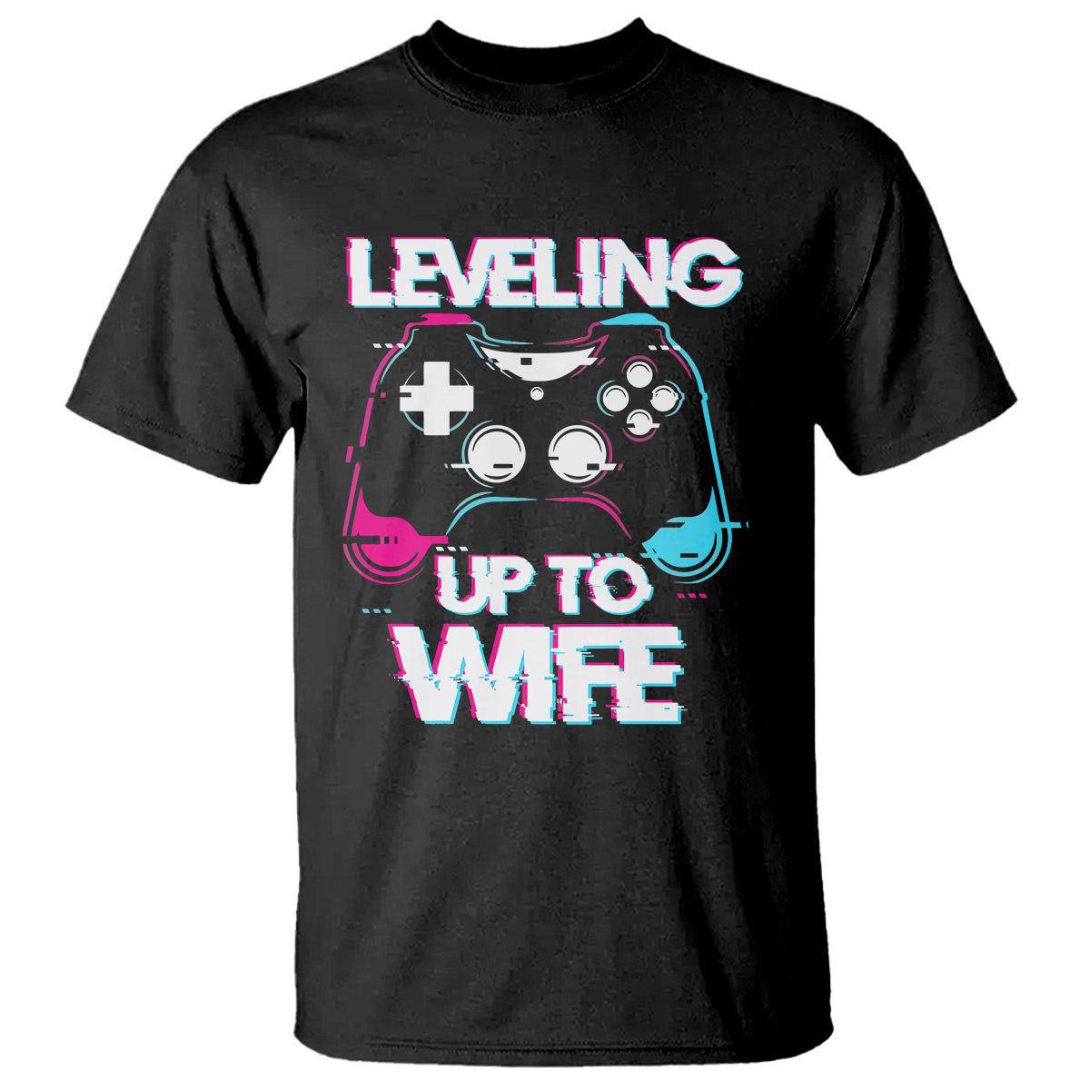 Engagement T Shirt Leveled Up To WIfe Funny Gamer Vaporwave Newly Engaged Couple Matching - Wonder Print Shop