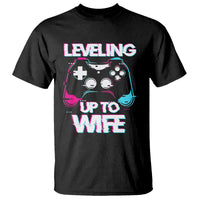 Engagement T Shirt Leveled Up To WIfe Funny Gamer Vaporwave Newly Engaged Couple Matching - Wonder Print Shop