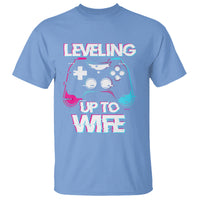 Engagement T Shirt Leveled Up To WIfe Funny Gamer Vaporwave Newly Engaged Couple Matching - Wonder Print Shop