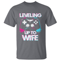Engagement T Shirt Leveled Up To WIfe Funny Gamer Vaporwave Newly Engaged Couple Matching - Wonder Print Shop