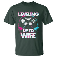 Engagement T Shirt Leveled Up To WIfe Funny Gamer Vaporwave Newly Engaged Couple Matching - Wonder Print Shop