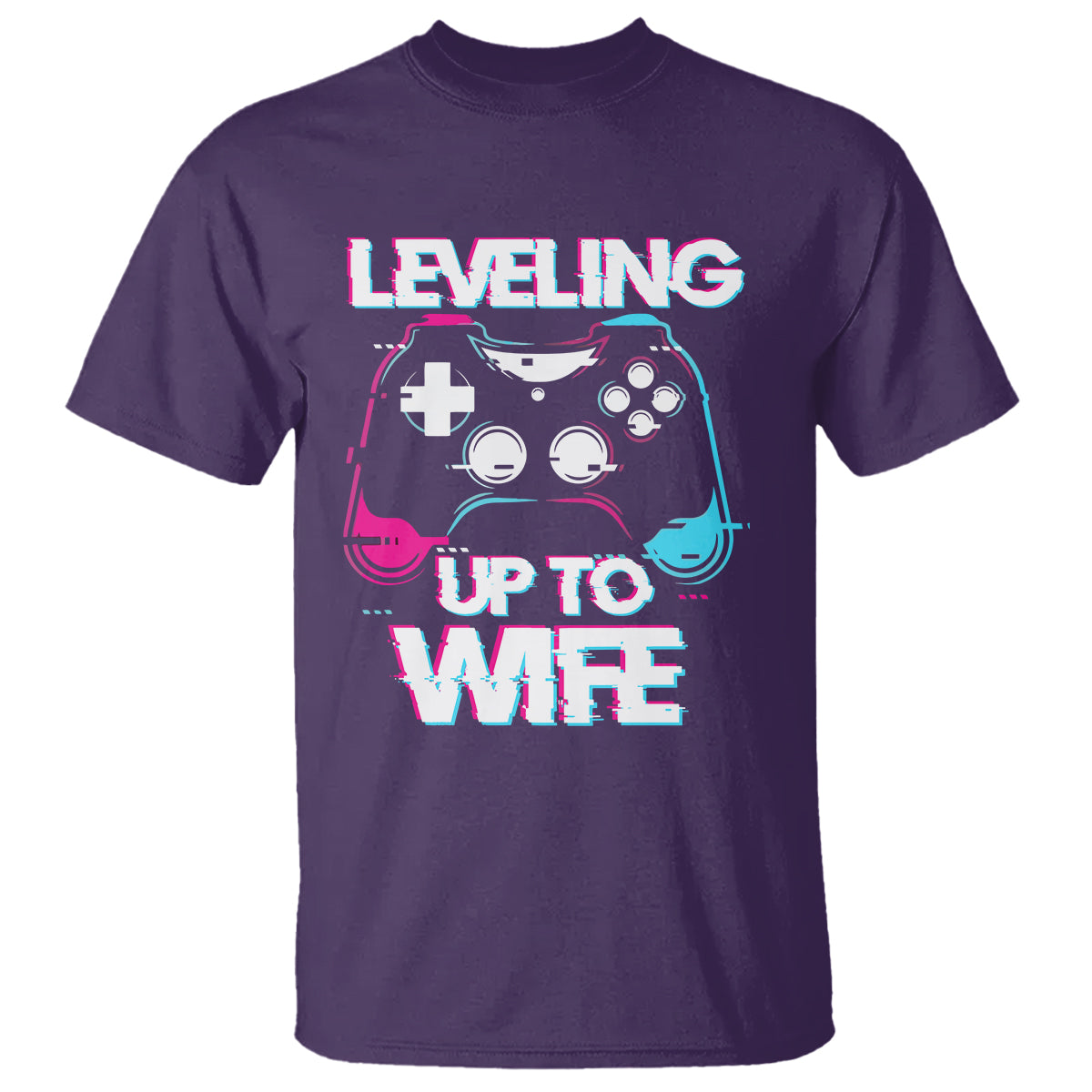 Engagement T Shirt Leveled Up To WIfe Funny Gamer Vaporwave Newly Engaged Couple Matching - Wonder Print Shop