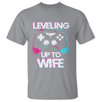 Engagement T Shirt Leveled Up To WIfe Funny Gamer Vaporwave Newly Engaged Couple Matching - Wonder Print Shop