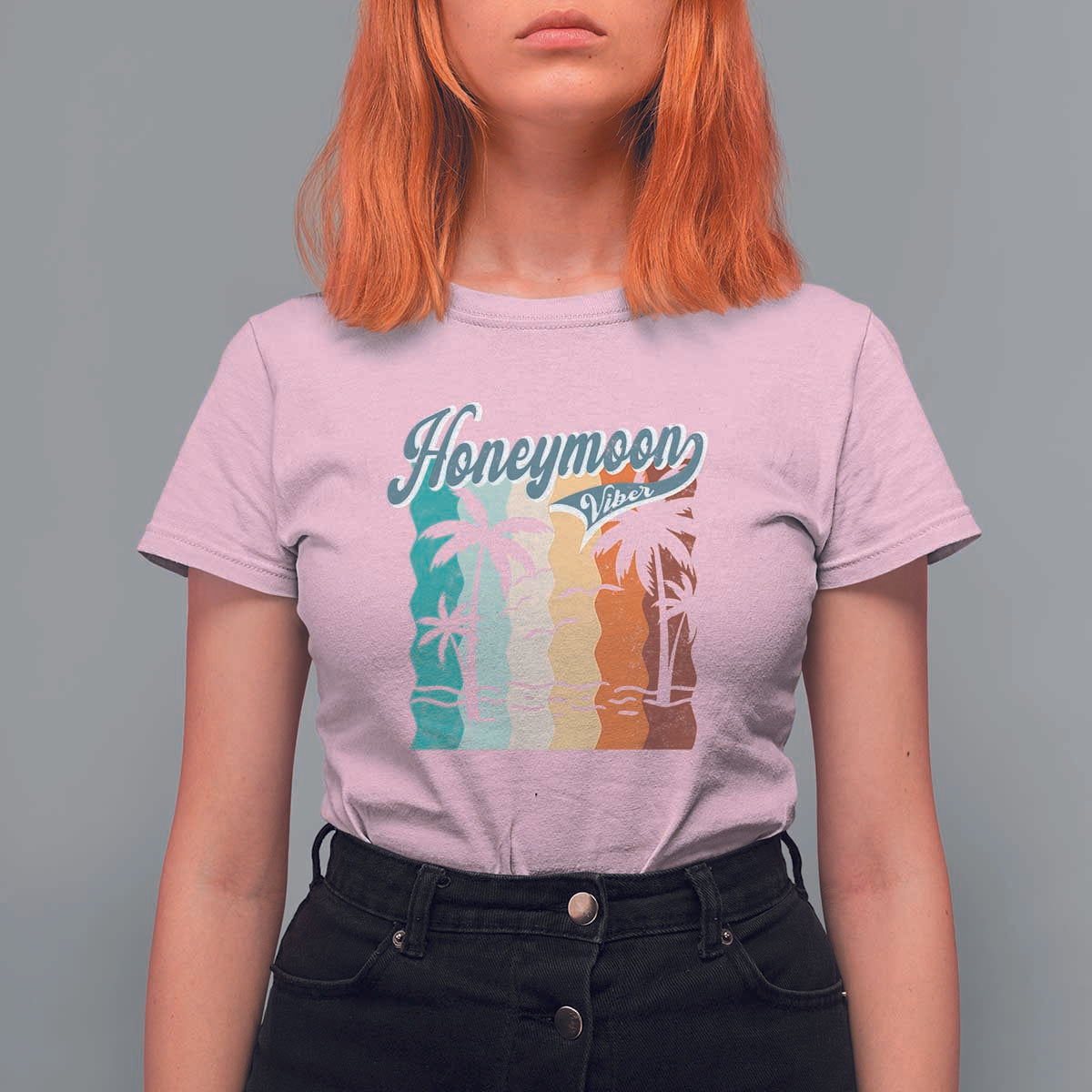 Honeymoon Vibe T Shirt For Women Beach Trip Married Couple Matching - Wonder Print Shop