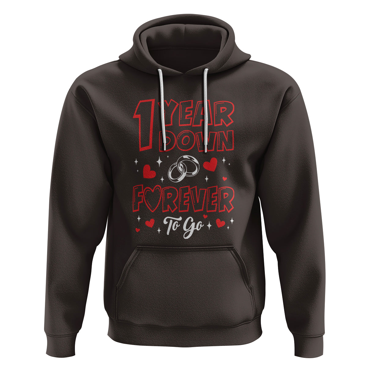 1st Wedding Anniversary Hoodie 1 Year Down Forever To Go Marriage Couple - Wonder Print Shop