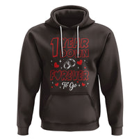 1st Wedding Anniversary Hoodie 1 Year Down Forever To Go Marriage Couple - Wonder Print Shop