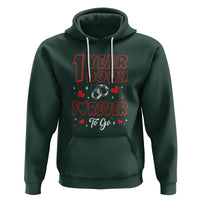 1st Wedding Anniversary Hoodie 1 Year Down Forever To Go Marriage Couple - Wonder Print Shop