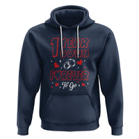 1st Wedding Anniversary Hoodie 1 Year Down Forever To Go Marriage Couple - Wonder Print Shop