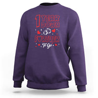 1st Wedding Anniversary Sweatshirt 1 Year Down Forever To Go Marriage Couple - Wonder Print Shop