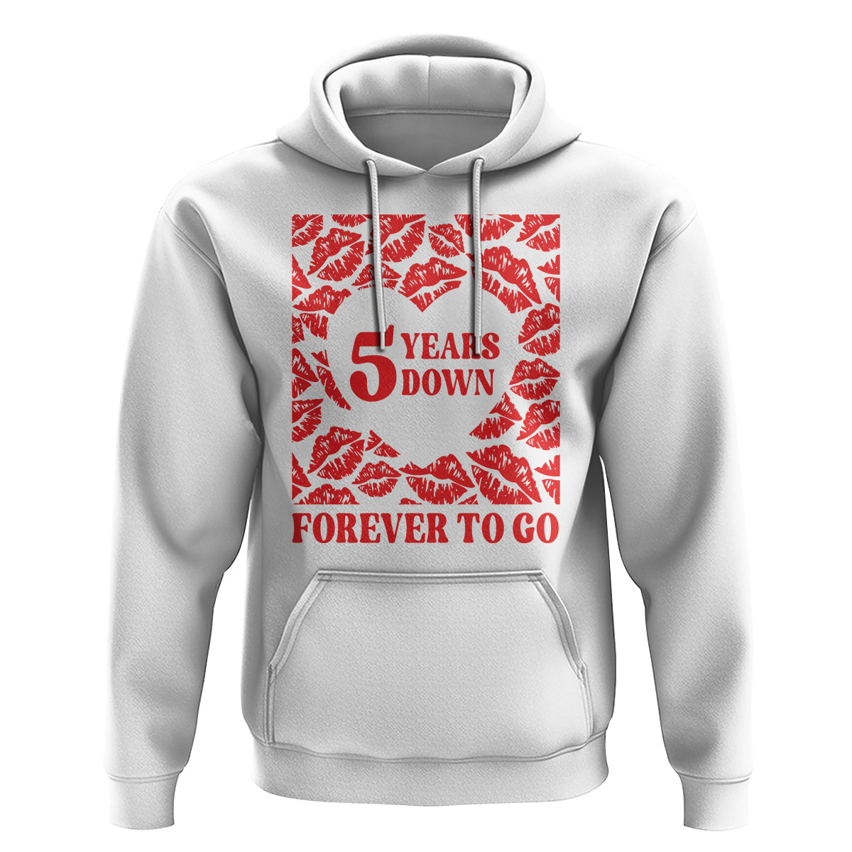 5th Wedding Anniversary Hoodie 5 Years Down Forever To Go Marriage Couple - Wonder Print Shop