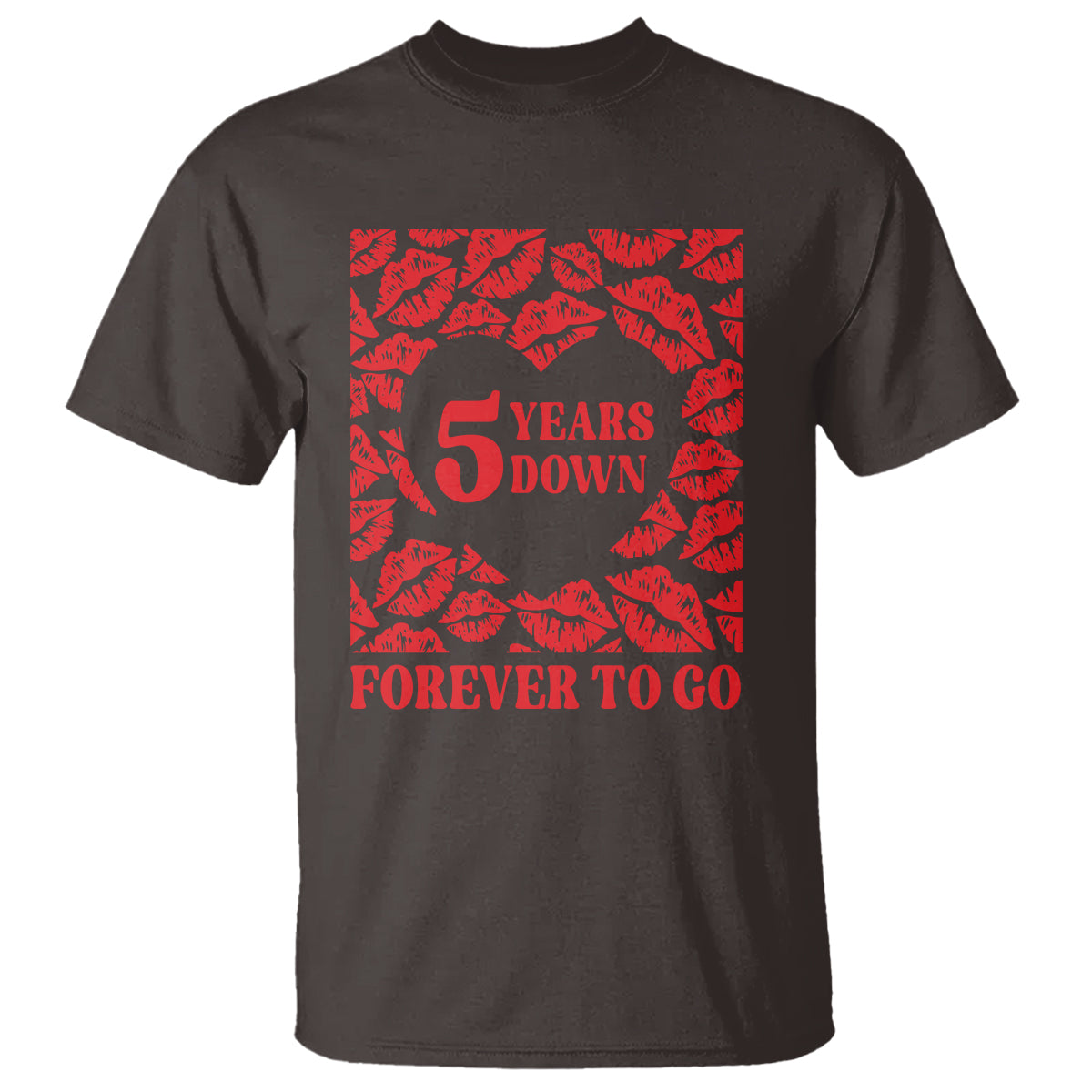 5th Wedding Anniversary T Shirt 5 Years Down Forever To Go Marriage Couple - Wonder Print Shop