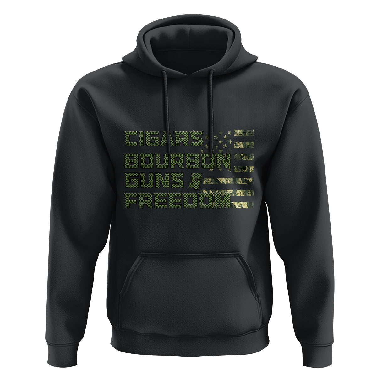 Cigars Bourbon Guns Freedom American Flag Hoodie - Wonder Print Shop