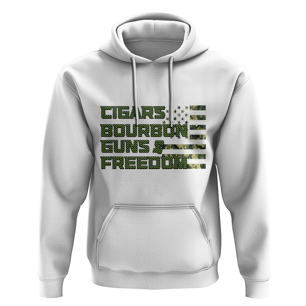 Cigars Bourbon Guns Freedom American Flag Hoodie - Wonder Print Shop