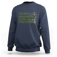 Cigars Bourbon Guns Freedom American Flag Sweatshirt - Wonder Print Shop