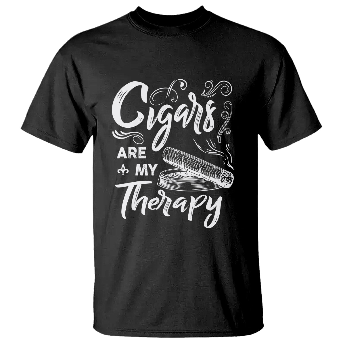 Cigar Lover T Shirt Cigars Are My Therapy Smoker Smoking - Wonder Print Shop