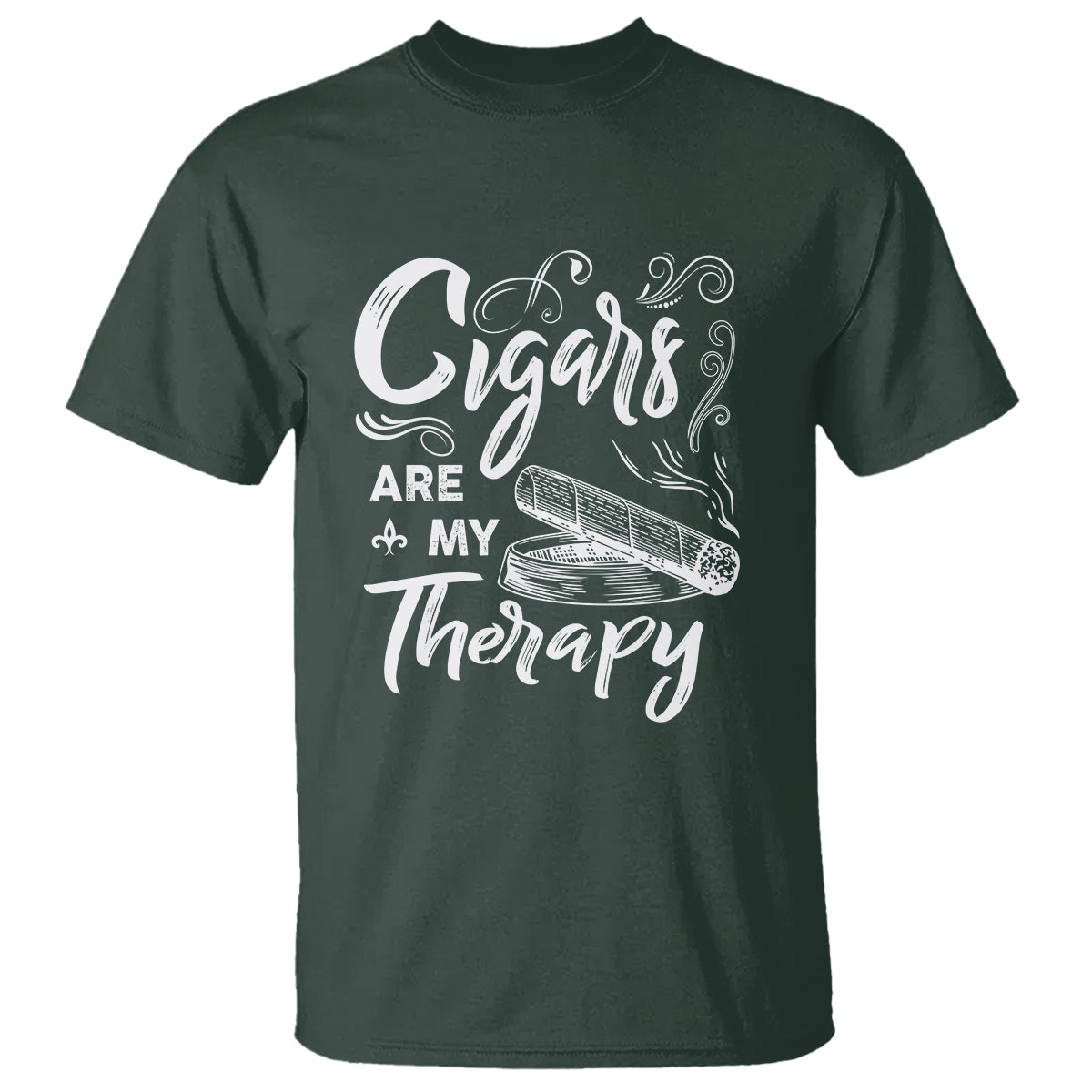 Cigar Lover T Shirt Cigars Are My Therapy Smoker Smoking - Wonder Print Shop