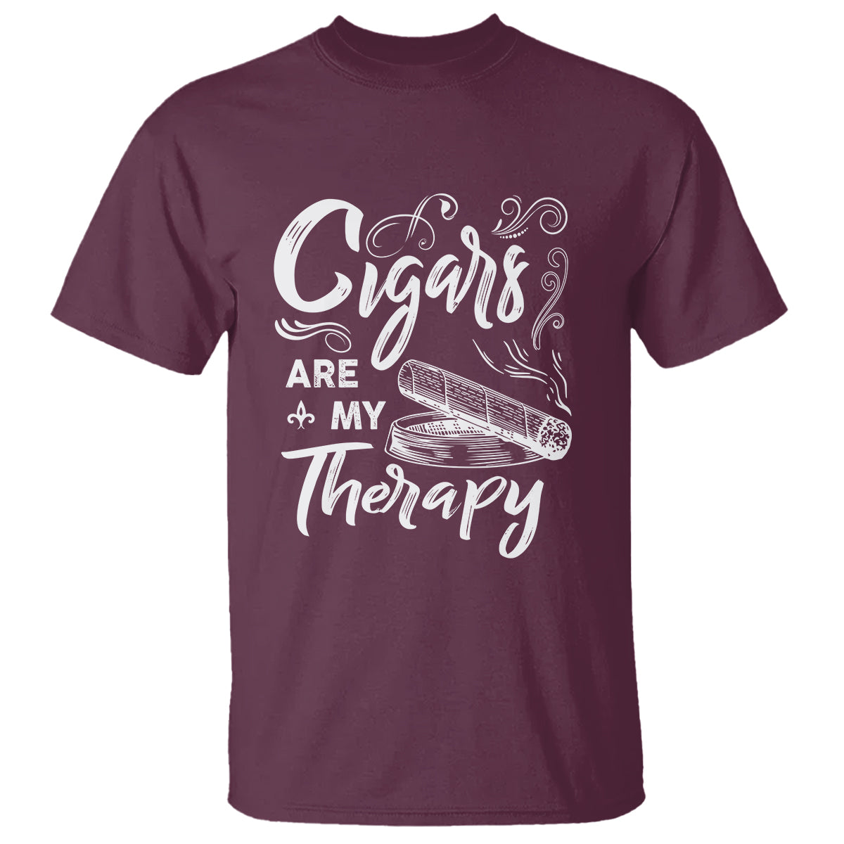 Cigar Lover T Shirt Cigars Are My Therapy Smoker Smoking - Wonder Print Shop