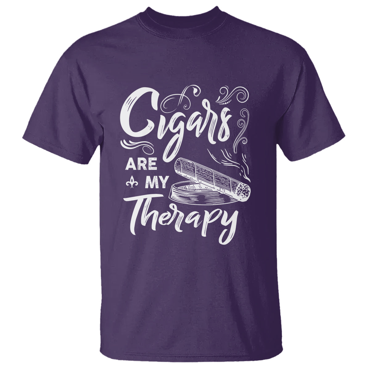 Cigar Lover T Shirt Cigars Are My Therapy Smoker Smoking - Wonder Print Shop