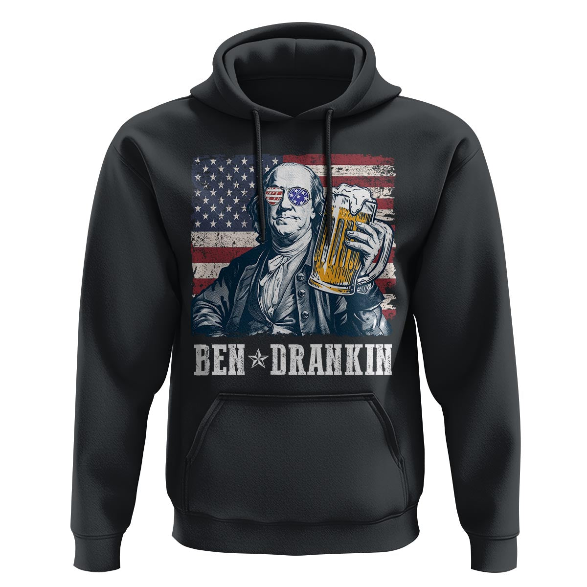 Funny 4th Of July Drinking Hoodie Ben Drankin Benjamin Franklin Patriotic Party - Wonder Print Shop
