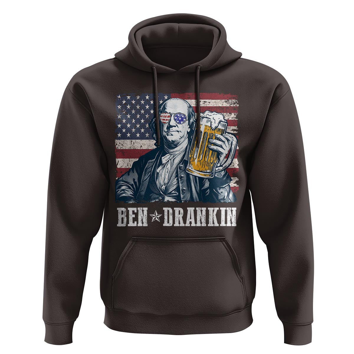 Funny 4th Of July Drinking Hoodie Ben Drankin Benjamin Franklin Patriotic Party - Wonder Print Shop