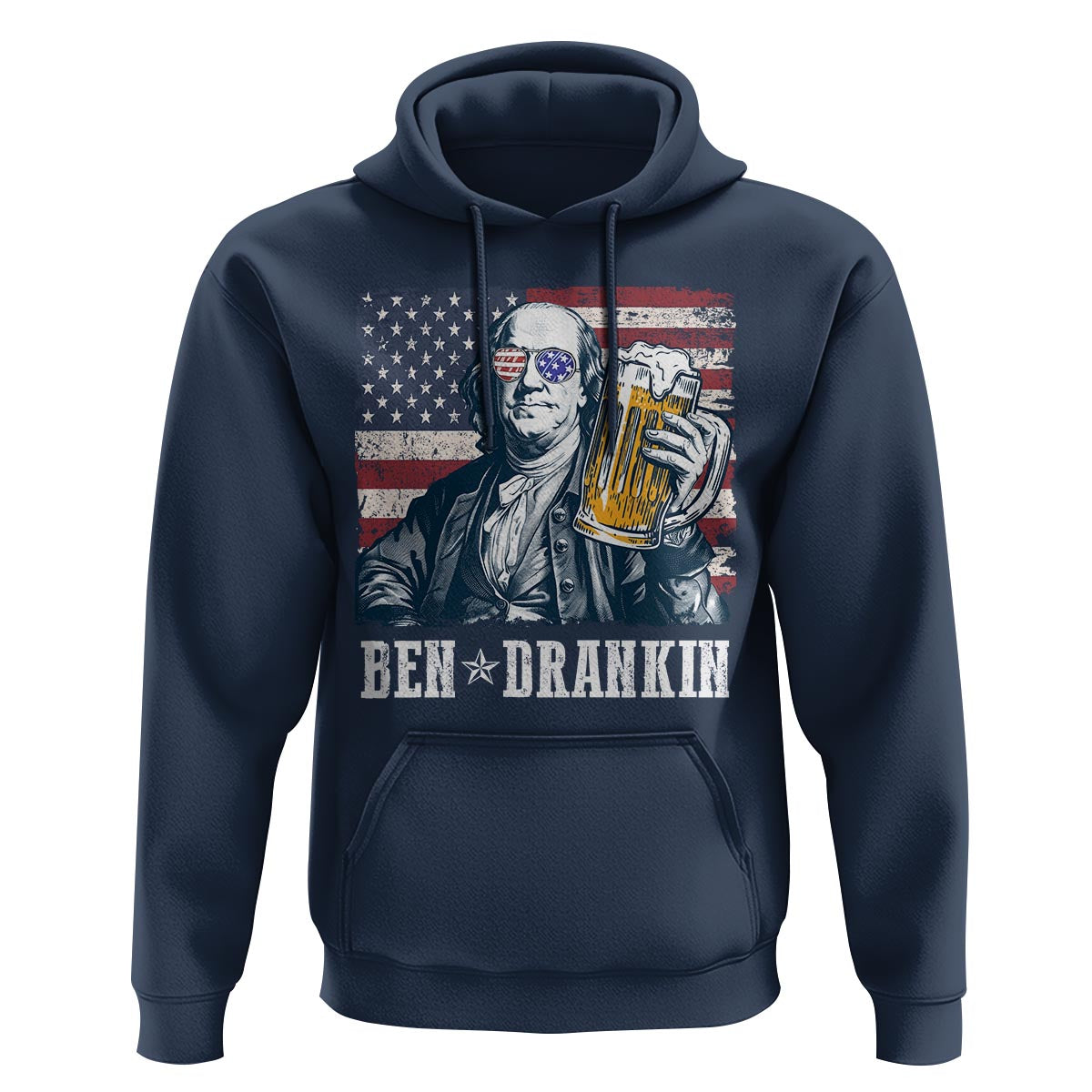 Funny 4th Of July Drinking Hoodie Ben Drankin Benjamin Franklin Patriotic Party - Wonder Print Shop