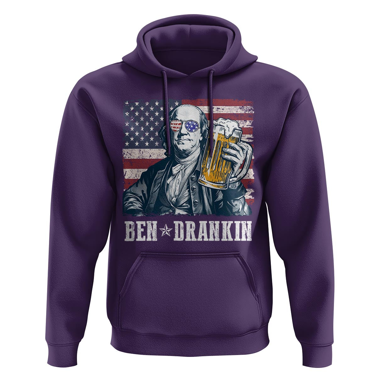 Funny 4th Of July Drinking Hoodie Ben Drankin Benjamin Franklin Patriotic Party - Wonder Print Shop