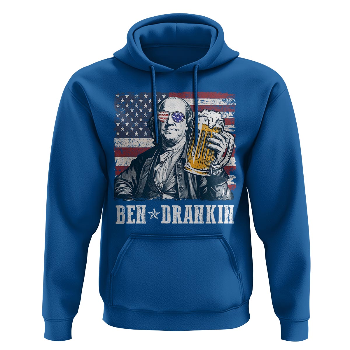 Funny 4th Of July Drinking Hoodie Ben Drankin Benjamin Franklin Patriotic Party - Wonder Print Shop