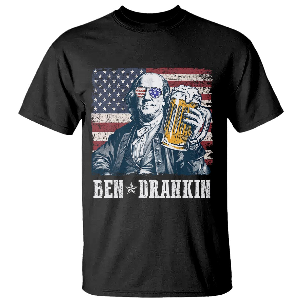 Funny 4th Of July Drinking T Shirt Ben Drankin Benjamin Franklin Patriotic Party - Wonder Print Shop