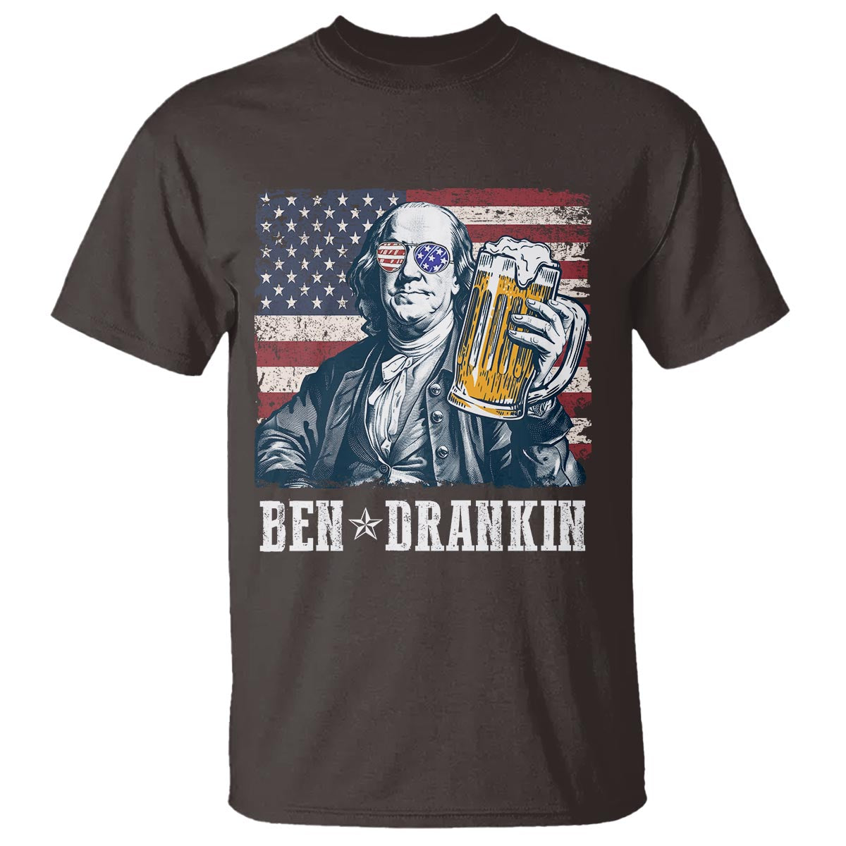 Funny 4th Of July Drinking T Shirt Ben Drankin Benjamin Franklin Patriotic Party - Wonder Print Shop