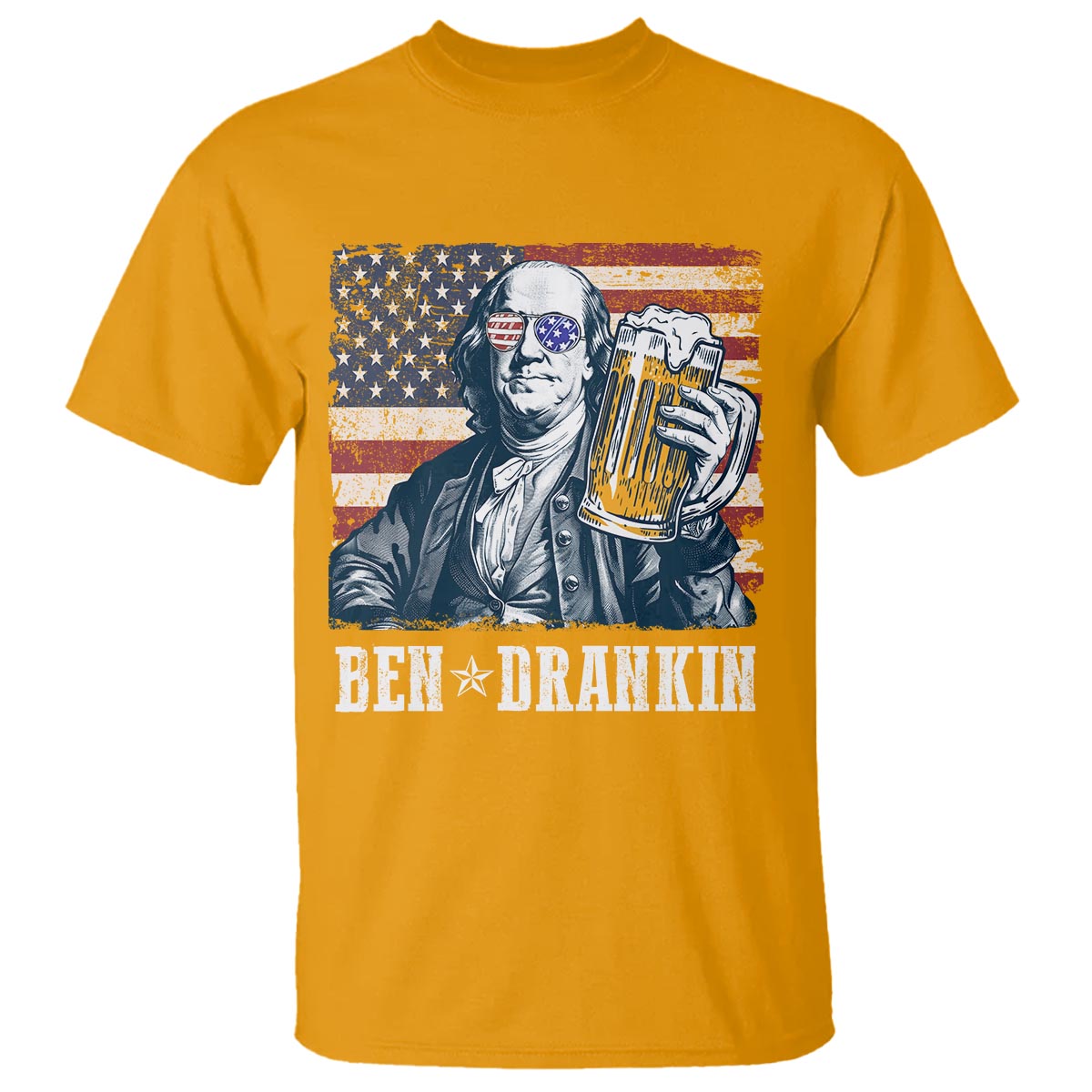 Funny 4th Of July Drinking T Shirt Ben Drankin Benjamin Franklin Patriotic Party - Wonder Print Shop