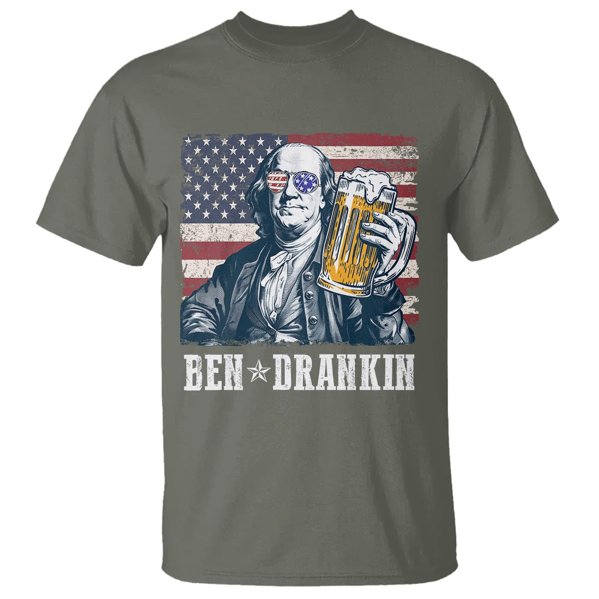Funny 4th Of July Drinking T Shirt Ben Drankin Benjamin Franklin Patriotic Party - Wonder Print Shop